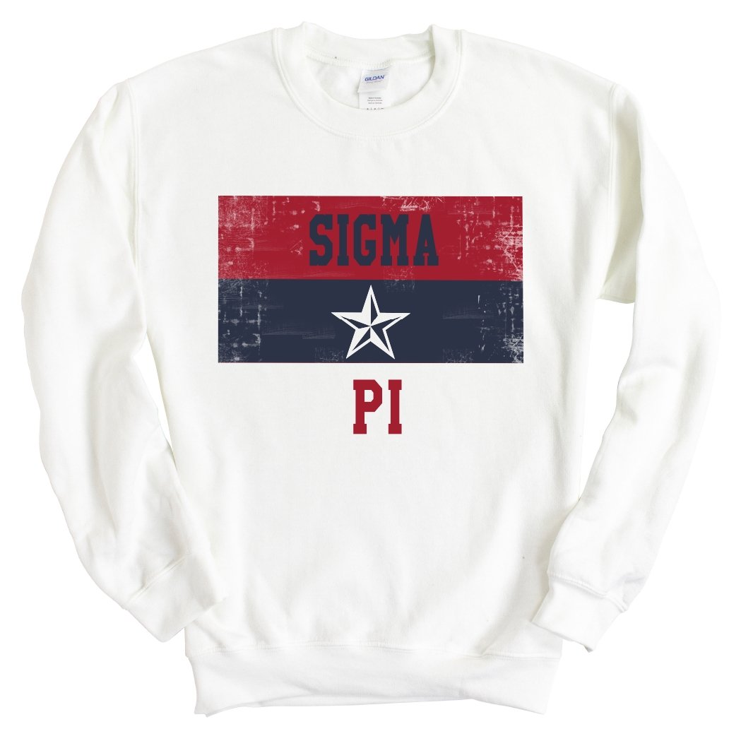 Sigma Pi Sweatshirt - Sigma Pi Colorful Stripe Crewneck Sweatshirt - Kite and Crest