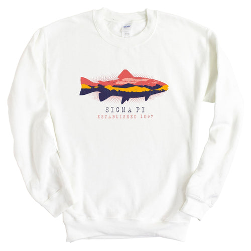 Sigma Pi Sweatshirt - Sigma Pi Fishing Crewneck Sweatshirt - Kite and Crest