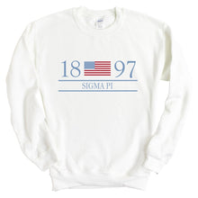 Load image into Gallery viewer, Sigma Pi Sweatshirt - Sigma Pi Flag Year Crewneck Sweatshirt - Kite and Crest
