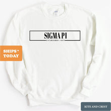 Load image into Gallery viewer, Sigma Pi Sweatshirt - Sigma Pi Fraternal Block Crewneck Sweatshirt - Kite and Crest
