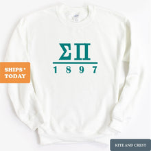 Load image into Gallery viewer, Sigma Pi Sweatshirt - Sigma Pi Lettered Basic Crewneck Sweatshirt - Kite and Crest
