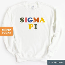 Load image into Gallery viewer, Sigma Pi Sweatshirt - Sigma Pi Retro Letters Crewneck Sweatshirt - Kite and Crest
