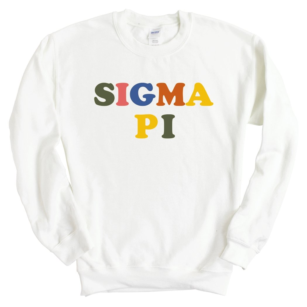 Sigma Pi Sweatshirt - Sigma Pi Retro Letters Crewneck Sweatshirt - Kite and Crest