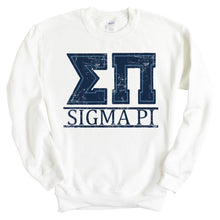 Load image into Gallery viewer, Sigma Pi Sweatshirt - Sigma Pi Washed Letters Crewneck Sweatshirt - Kite and Crest
