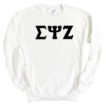 Load image into Gallery viewer, Sigma Psi Zeta Basic Black Letters Crewneck Sweatshirt - Kite and Crest
