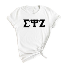 Load image into Gallery viewer, Sigma Psi Zeta Basic Black Letters T-shirt - Kite and Crest
