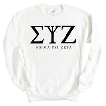 Load image into Gallery viewer, Sigma Psi Zeta Block Letter Crewneck Sweatshirt - Kite and Crest
