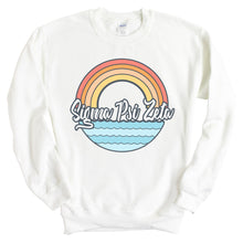 Load image into Gallery viewer, Sigma Psi Zeta Wavy Rainbow Crewneck Sweatshirt - Kite and Crest
