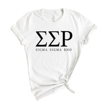 Load image into Gallery viewer, Sigma Sigma Rho Block Letter T-shirt - Kite and Crest
