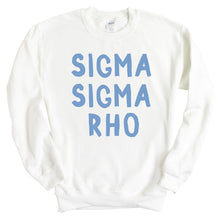 Load image into Gallery viewer, Sigma Sigma Rho Blue Bubble Letters Crewneck Sweatshirt - Kite and Crest
