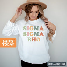 Load image into Gallery viewer, Sigma Sigma Rho Bright and Colorful Crewneck Sweatshirt - Kite and Crest
