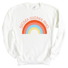 Load image into Gallery viewer, Sigma Sigma Rho Colorful Rainbow Crewneck Sweatshirt - Kite and Crest
