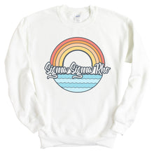 Load image into Gallery viewer, Sigma Sigma Rho Wavy Rainbow Crewneck Sweatshirt - Kite and Crest
