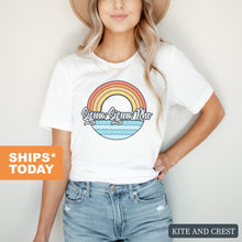 Load image into Gallery viewer, Sigma Sigma Rho Wavy Rainbow T-shirt - Kite and Crest
