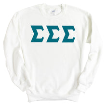 Load image into Gallery viewer, Sigma Sigma Sigma Sweatshirt | Tri Sigma Basic Large Letters Crewneck Sweatshirt | Sigma Sigma Sigma Sorority Gift Idea - Kite and Crest
