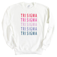 Load image into Gallery viewer, Sigma Sigma Sigma Sweatshirt - Tri Sigma Bright and Stacked Crewneck Sweatshirt - Kite and Crest
