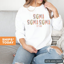 Load image into Gallery viewer, Sigma Sigma Sigma Sweatshirt - Tri Sigma Cooper Crewneck Sweatshirt - Kite and Crest
