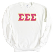 Load image into Gallery viewer, Sigma Sigma Sigma Sweatshirt - Tri Sigma Cute Letters Crewneck Sweatshirt - Kite and Crest
