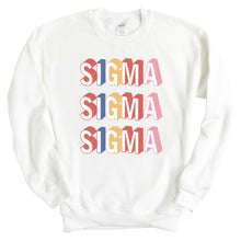 Load image into Gallery viewer, Sigma Sigma Sigma Sweatshirt | Tri Sigma Retro Crewneck Sweatshirt | Sigma Sigma Sigma Sorority Gift Idea - Kite and Crest
