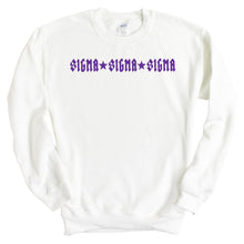 Load image into Gallery viewer, Sigma Sigma Sigma Sweatshirt | Tri Sigma Rock Star Crewneck Sweatshirt | Sigma Sigma Sigma Sorority Gift Idea - Kite and Crest
