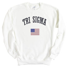 Load image into Gallery viewer, Sigma Sigma Sigma Sweatshirt - Tri Sigma USA Crewneck Sweatshirt - Kite and Crest
