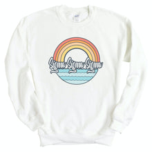 Load image into Gallery viewer, Sigma Sigma Sigma Sweatshirt - Tri Sigma Wavy Rainbow Crewneck Sweatshirt - Kite and Crest
