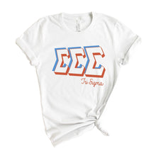 Load image into Gallery viewer, Sigma Sigma Sigma T-shirt - Tri Sigma (ΣΣΣ) American Colored Tee - Kite and Crest
