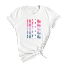 Load image into Gallery viewer, Sigma Sigma Sigma T-shirt - Tri Sigma (ΣΣΣ) Bright and Stacked Tee - Kite and Crest
