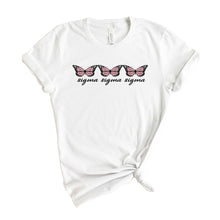 Load image into Gallery viewer, Sigma Sigma Sigma T-shirt - Tri Sigma (ΣΣΣ) Three Butterflies Tee - Kite and Crest
