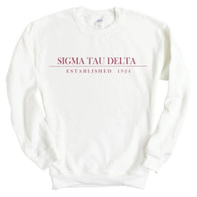 Load image into Gallery viewer, Sigma Tau Delta Boyfriend Sweatshirt - Fraternity Crewneck Sweatshirt - Kite and Crest
