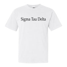 Load image into Gallery viewer, Sigma Tau Delta Clean and Simple Comfort Colors T-Shirt - Kite and Crest
