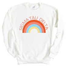 Load image into Gallery viewer, Sigma Tau Delta Happy Days Sweatshirt - Fraternity Crewneck Sweatshirt - Kite and Crest
