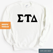 Load image into Gallery viewer, Sigma Tau Delta Keeping it Simple Sweatshirt - Fraternity Crewneck Sweatshirt - Kite and Crest
