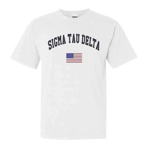 Sigma Tau Delta Traditional Flag Comfort Colors T-Shirt - Kite and Crest