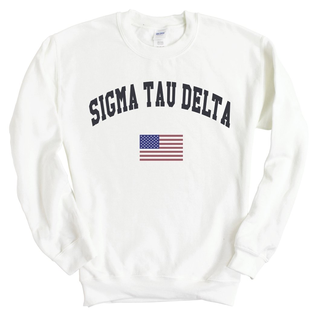 Sigma Tau Delta Traditional Flag Sweatshirt - Fraternity Crewneck Sweatshirt - Kite and Crest