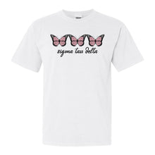 Load image into Gallery viewer, Sigma Tau Delta Trendy Butterfly Comfort Colors T-Shirt - Kite and Crest
