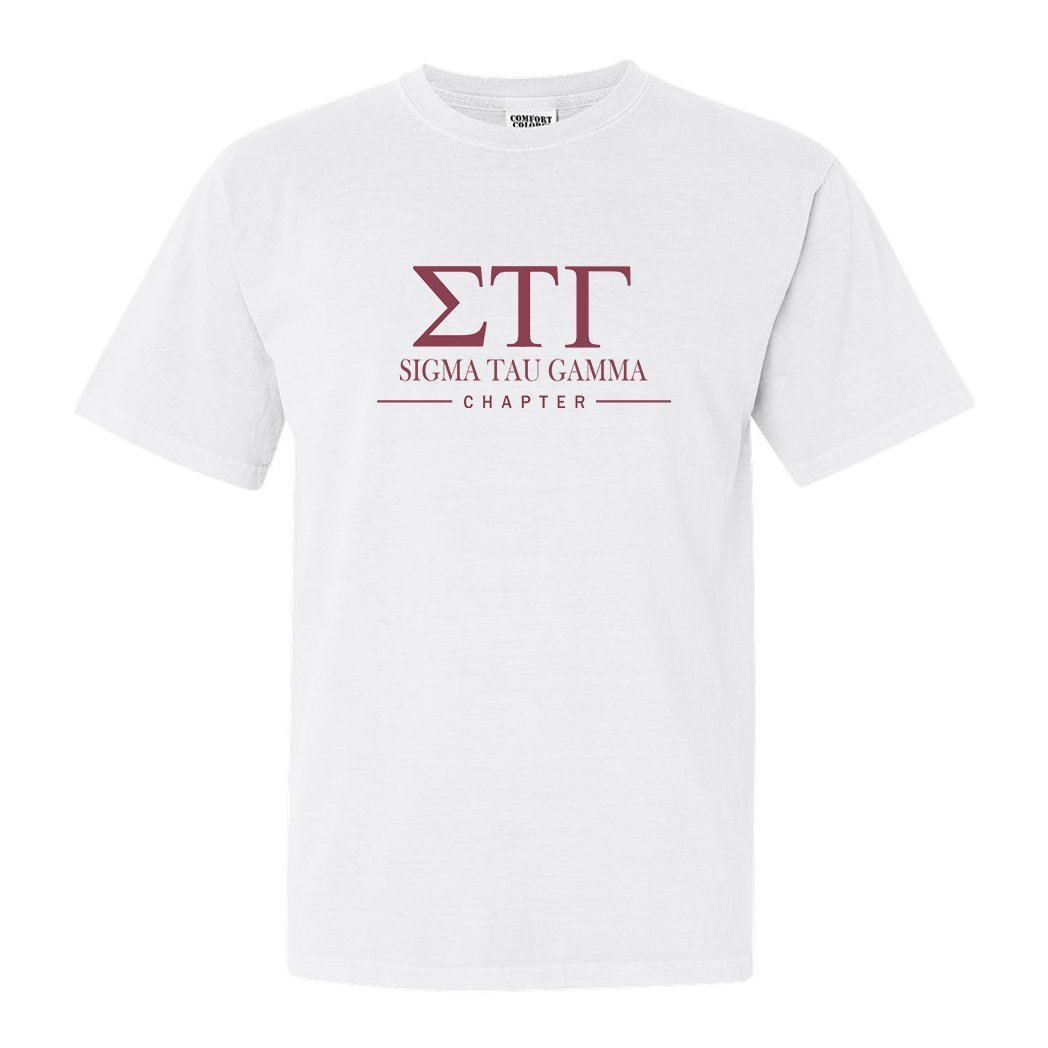 Sigma Tau Gamma Comfort Colors T-Shirt - Sig Tau Basic Lined Shirt - Kite and Crest
