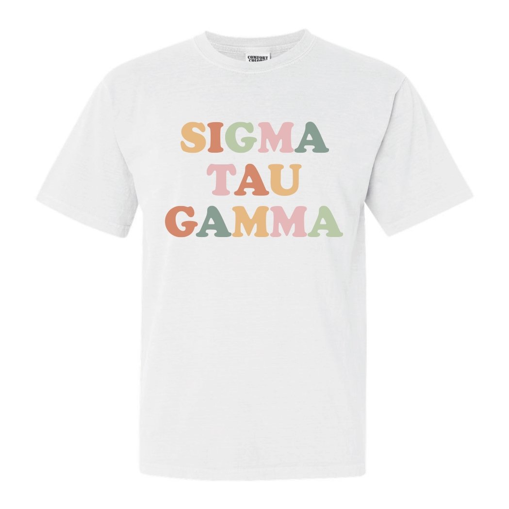 Sigma Tau Gamma Comfort Colors T-Shirt - Sig Tau Bright and Colorful Shirt - Kite and Crest
