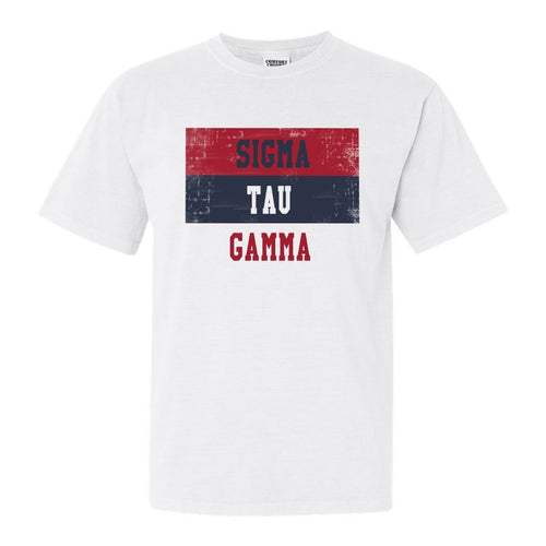 Sigma Tau Gamma Comfort Colors T-Shirt - Sig Tau Colorful Stripe Shirt - Kite and Crest