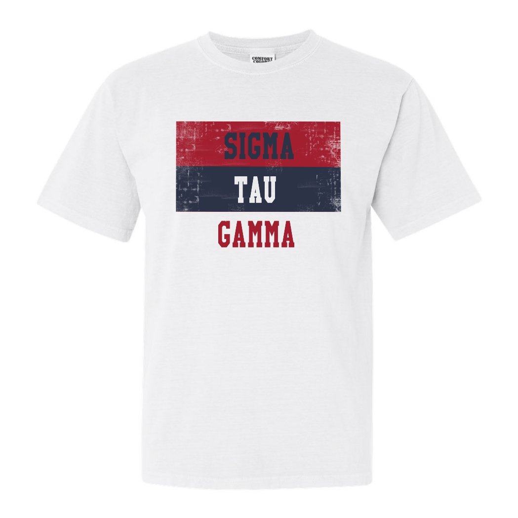 Sigma Tau Gamma Comfort Colors T-Shirt - Sig Tau Colorful Stripe Shirt - Kite and Crest