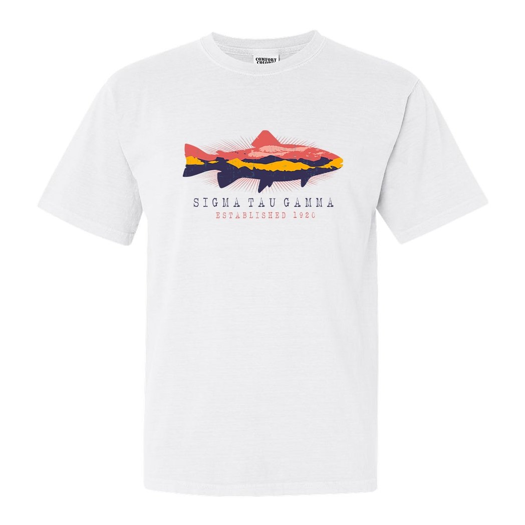 Sigma Tau Gamma Comfort Colors T-Shirt - Sig Tau Fishing Shirt - Kite and Crest