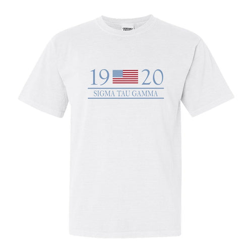Sigma Tau Gamma Comfort Colors T-Shirt - Sig Tau Flag Year Shirt - Kite and Crest