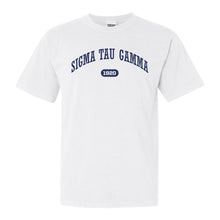 Load image into Gallery viewer, Sigma Tau Gamma Comfort Colors T-Shirt - Sig Tau Fraternal Arch Shirt - Kite and Crest
