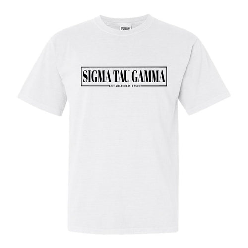 Sigma Tau Gamma Comfort Colors T-Shirt - Sig Tau Fraternal Block Shirt - Kite and Crest