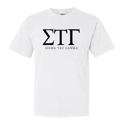 Sigma Tau Gamma Comfort Colors T-Shirt - Sig Tau Fraternal Block Shirt - Kite and Crest
