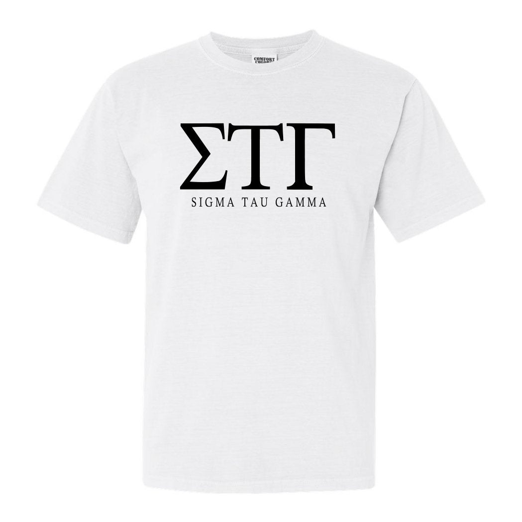 Sigma Tau Gamma Comfort Colors T-Shirt - Sig Tau Fraternal Block Shirt - Kite and Crest