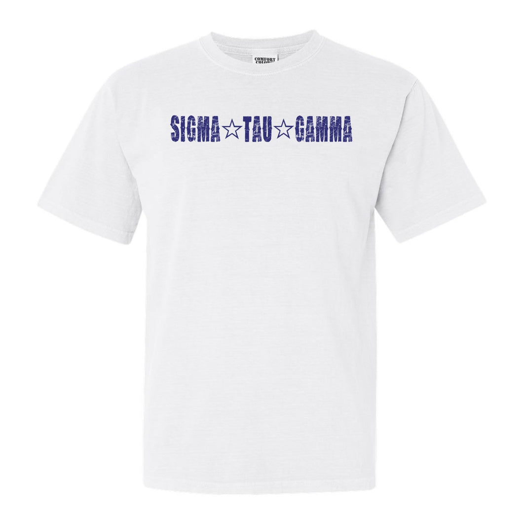 Sigma Tau Gamma Comfort Colors T-Shirt - Sig Tau Fraternal Star Shirt - Kite and Crest