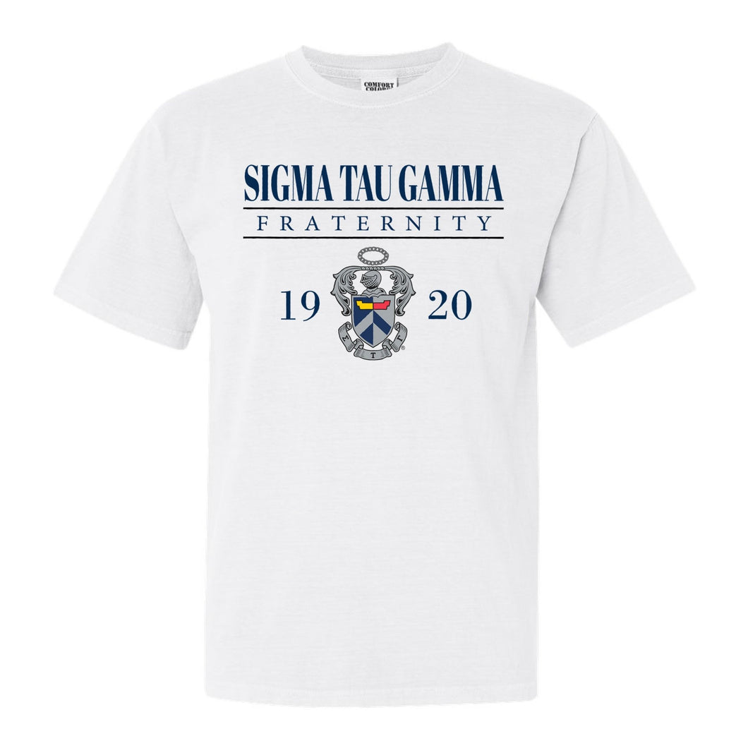 Sigma Tau Gamma Comfort Colors T-Shirt - Sig Tau Large Crest Shirt - Kite and Crest