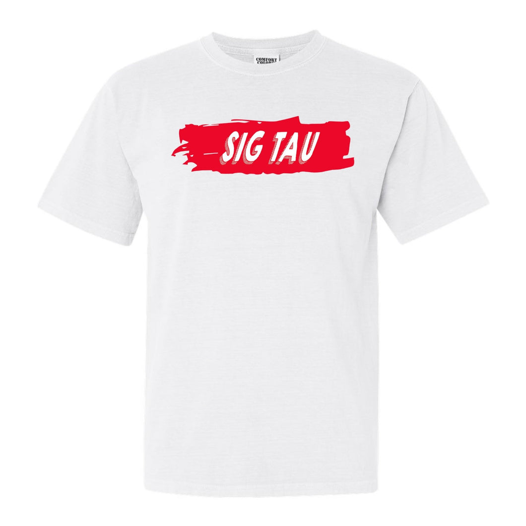 Sigma Tau Gamma Comfort Colors T-Shirt - Sig Tau Red Slash Shirt - Kite and Crest