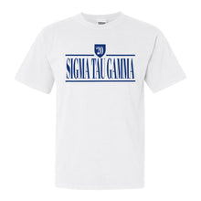 Load image into Gallery viewer, Sigma Tau Gamma Comfort Colors T-Shirt - Sig Tau Shield Shirt - Kite and Crest
